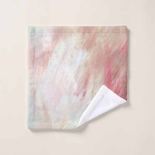 Aqua en Roze Borstelslag Abstracte Badhanddoek Set Bad Handdoek (Wasdoekje)