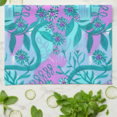 Aqua en roze grillige magische tuin theedoek (Gevouwen)