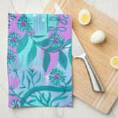 Aqua en roze grillige magische tuin theedoek (Quarter Fold)