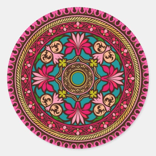 Aqua en Roze Marokkaanse Sticker (Voorkant)