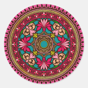 Aqua en Roze Marokkaanse Sticker