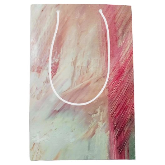 Aqua en Roze penseelstreek Medium Cadeauzakje (Voorkant)