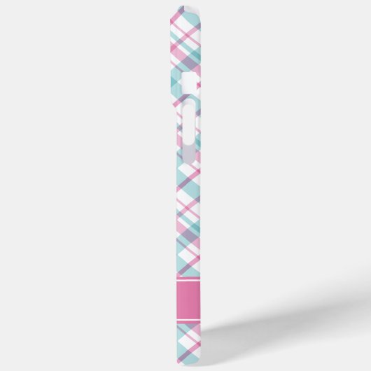 Aqua en Roze Plaid Patroon Case-Mate iPhone Case (Achterkant / Links)