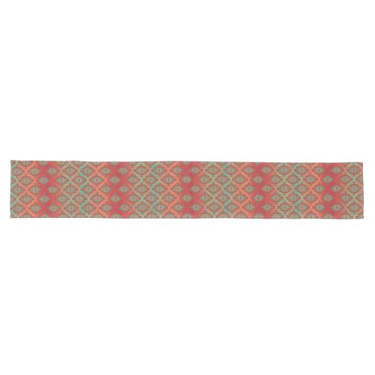 Aqua en Rust Ombre Southwestern Style Lange Tafelloper (Horizontaal)