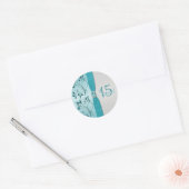 Aqua en Silver Bloemen Quinceanera Sticker (Envelop)