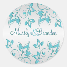 Aqua en Silver Floral 1,5" Sticker