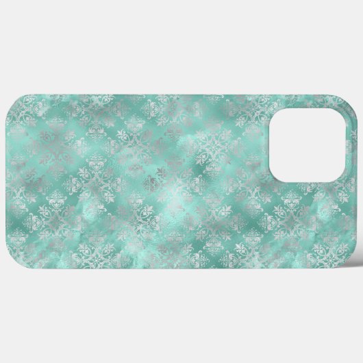 Aqua en Silver Pattern Case-Mate iPhone Case (Achterkant (horizontaal))