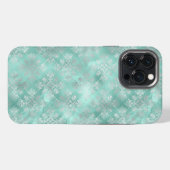 Aqua en Silver Pattern iPhone Hoesje (Achterkant horizontaal)
