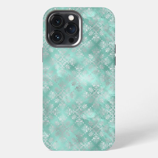 Aqua en Silver Pattern iPhone Hoesje (Achterkant)