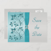 Aqua en Silver Quinceanera Save the Date Kaart (Voorkant / Achterkant)