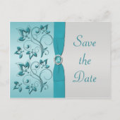 Aqua en Silver Quinceanera Save the Date Kaart (Voorkant)