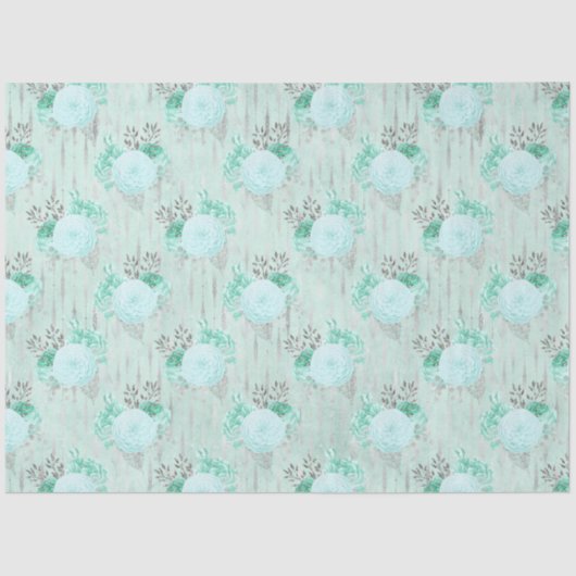 Aqua en Silver Series Design 1 Tissuepapier (Voorkant)