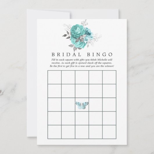 Aqua en Silver  Shabby Rozen Vrijgezellenfeest Kaart (Voorkant)