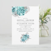 Aqua en Silver  Shabby Rozen Vrijgezellenfeest Kaart (Staand voorkant)