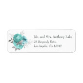 Aqua en Silver  Shabby Rozen Wedding Etiket (Voorkant)