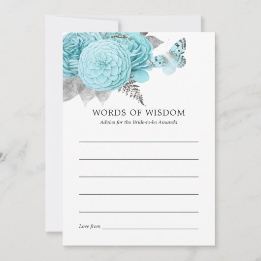 Aqua en Silver  Shabby Rozen Wedding Kaart (Voorkant)