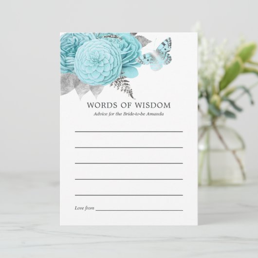 Aqua en Silver  Shabby Rozen Wedding Kaart (Staand voorkant)