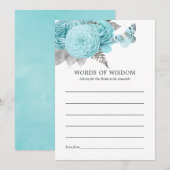 Aqua en Silver  Shabby Rozen Wedding Kaart (Voorkant / Achterkant)