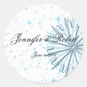 Aqua en Silver Snowflake Envelope Seal Sticker