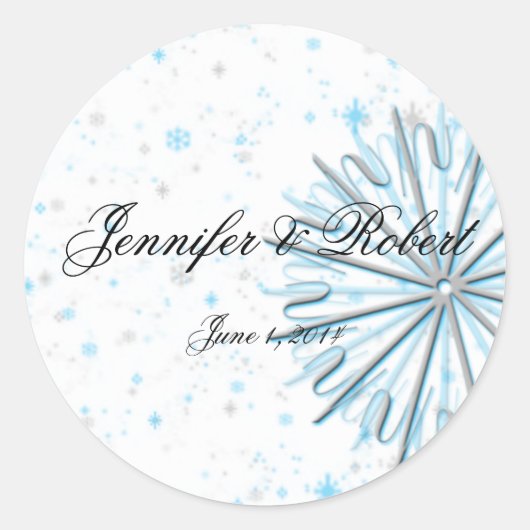 Aqua en Silver Snowflake Envelope Seal Sticker (Voorkant)