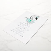 Aqua en Silver Swan Quinceañera Folie Folie Uitnodiging (Gedraaid)
