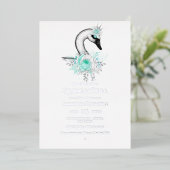Aqua en Silver Swan Quinceañera Folie Folie Uitnodiging (Staand Voorkant)