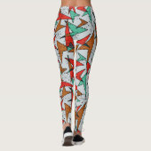 Aqua en Sinaasappel, atoompijlen, Starburst-Leggin Leggings (Achterkant)