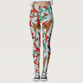 Aqua en Sinaasappel, atoompijlen, Starburst-Leggin Leggings (Voorkant)