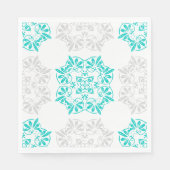 Aqua en Soft Grey Fancy Patroon Papier servetten (Voorkant)