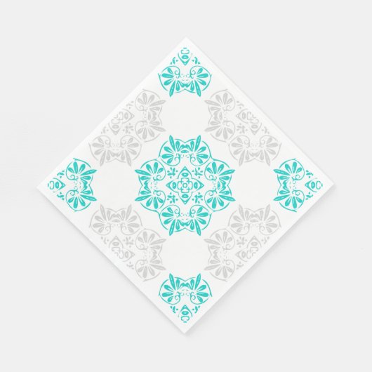 Aqua en Soft Grey Fancy Patroon Papier servetten (Hoek)