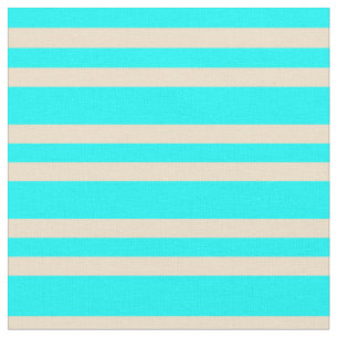 Aqua en Tan Colored Stripes Pattern Stof