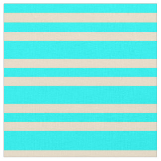 Aqua en Tan Colored Stripes Pattern Stof