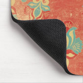 Aqua en Tangerine Floral Mousepad Muismat (Hoek)