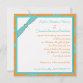 Aqua en Tangerine Square Monogrammed Invitation Kaart (Voorkant)