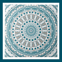 Aqua en Taupe Mandala Patroonontwerp