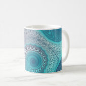 Aqua en Taupe Oceanic Swirls Abstract Koffiemok (Voorkant rechts)