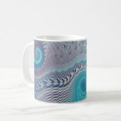 Aqua en Taupe Oceanic Swirls Abstract Koffiemok (Voorkant links)