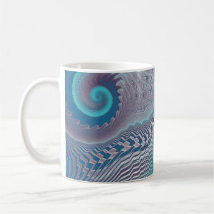 Aqua en Taupe Oceanic Swirls Abstract Koffiemok