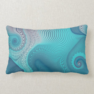 Aqua en Taupe Oceanic Swirls Abstract Kussen