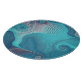 Aqua en Taupe Oceanic Swirls Abstract Snijplank (Hoek)
