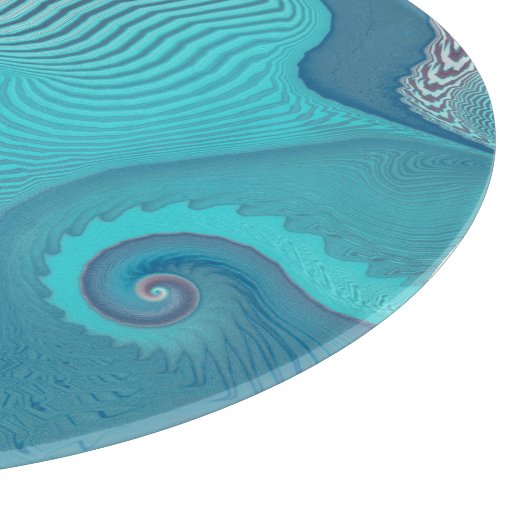 Aqua en Taupe Oceanic Swirls Abstract Snijplank (Hoek)