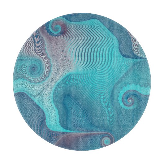 Aqua en Taupe Oceanic Swirls Abstract Snijplank (Voorkant)