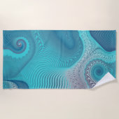 Aqua en Taupe Oceanic Swirls Abstract Strandlaken (Voorkant)