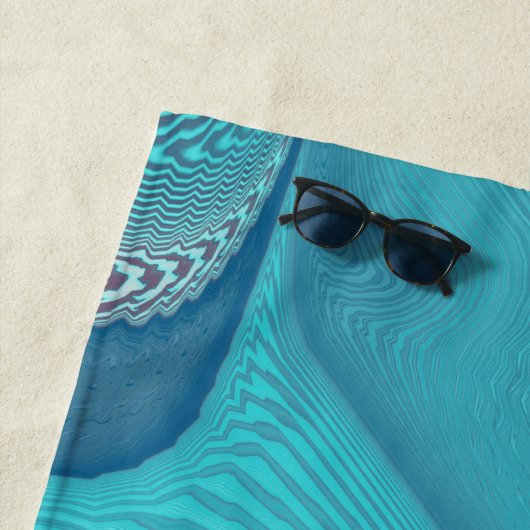 Aqua en Taupe Oceanic Swirls Abstract Strandlaken (In situ)