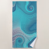 Aqua en Taupe Oceanic Swirls Abstract Strandlaken (Voorkant)