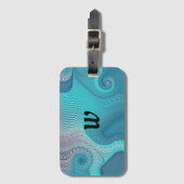Aqua en Taupe Oceanic wervelt met Initiaal Bagagelabel (Voorkant (verticaal))