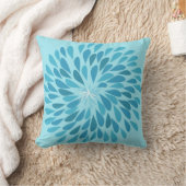 Aqua en Teal Starburst Moderne Bloemenkussen Kussen (Deken)