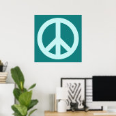 Aqua en Teal Vredessymbool Poster (Thuiskantoor)