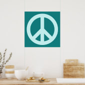 Aqua en Teal Vredessymbool Poster (Keuken)
