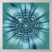 Aqua en Turquoise Lotus Mandala Poster Print (Voorkant)